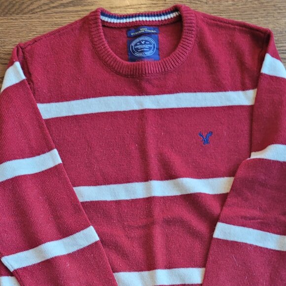American Eagle Red Striped Sweater Size Medium - Picture 1 of 5